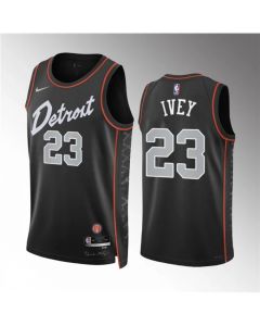 Men's Detroit Pistons #23 Jaden Ivey Black 2023-24 City Edition Stitched Basketball Jersey (Black)