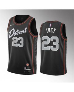 Men's Detroit Pistons #23 Jaden Ivey Black 2023-24 City Edition Stitched Basketball Jersey