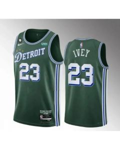 Men's Detroit Pistons #23 Jaden Ivey Green 2022/23 City Edition With NO.6 Patch Stitched Jersey