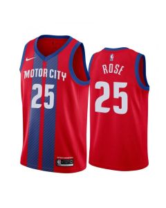 Men's Detroit Pistons #25 Derrick Rose Red 2019 City Edition Stitched NBA Jersey