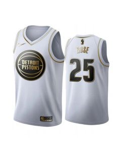 Men's Detroit Pistons #25 Derrick Rose White 2019 Golden Stitched NBA Jersey