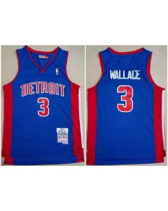 Men's Detroit Pistons #3 Ben Wallace 2003-04 Blue Throwback Stitched Jersey