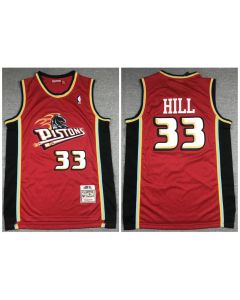 Men's Detroit Pistons #33 Grant Hill 1998-99 Red Throwback Stitched Jersey