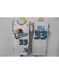 Men's Detroit Pistons #33 Grant Hill White Throwback Swingman Stitched Jersey