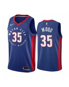 Men's Detroit Pistons #35 Christian Wood 2020 Blue City Edition Stitched Jersey