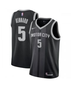 Men's Detroit Pistons #5 Luke Kennard Black Stitched Jersey