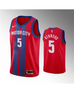 Men's Detroit Pistons #5 Luke Kennard Red 2019 City Edition Stitched Jersey