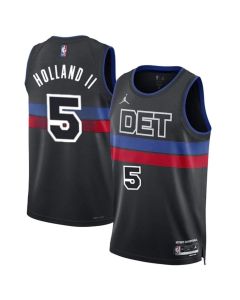 Men's Detroit Pistons #5 Ron Holland II Black 2024 Draft Statement Edition Stitched Basketball Jersey
