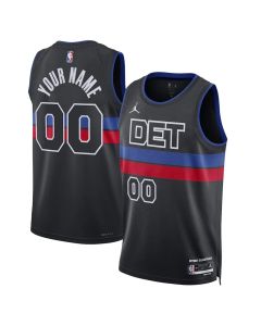 Men's Detroit Pistons Black 2022/23 Swingman Statement Edition Custom Jersey