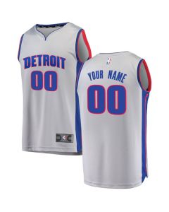 Men's Detroit Pistons Silver Customized Stitched NBA Jersey