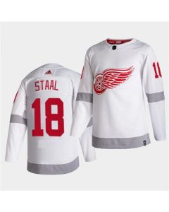 Men's Detroit Red Wings #18 Marc Staal White 2020-21 Reverse Retro Stitched Jersey