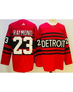 Men's Detroit Red Wings #23 Lucas Raymond Red 2022/23 Reverse Retro Stitched Jersey