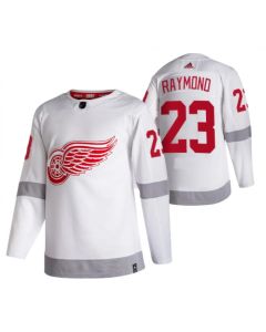 Men's Detroit Red Wings #23 Lucas Raymond White 2020-21 Reverse Retro Stitched Jersey