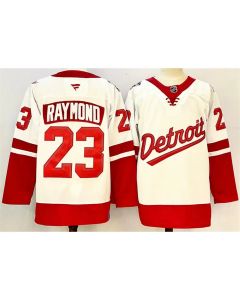 Men's Detroit Red Wings #23 Lucas Raymond White/Red 2024-25 Stitched Jersey
