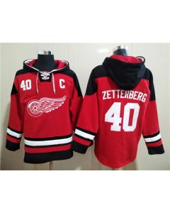 Men's Detroit Red Wings #40 Henrik Zetterberg Red Ageless Must-Have Lace-Up Pullover Hoodie