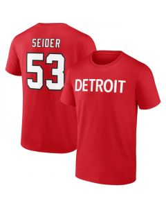 Men's Detroit Red Wings #53 Moritz Seider Red T-Shirt