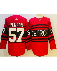 Men's Detroit Red Wings #57 David Perron Red 2022/23 Reverse Retro Stitched Jersey