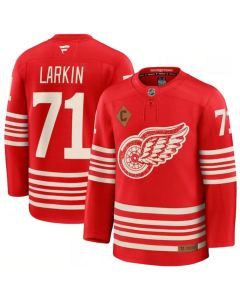 Men's Detroit Red Wings #71 Dylan Larkin Red 2025 With C Patch Centennial Premium Stitched Hockey Premium Jersey