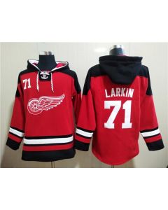 Men's Detroit Red Wings #71 Dylan Larkin Red Ageless Must-Have Lace-Up Pullover Hoodie