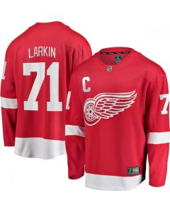 Men's Detroit Red Wings #71 Dylan Larkin Red Home Captain Premier Stitched Jersey