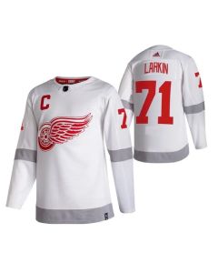 Men's Detroit Red Wings #71 Dylan Larkin White 2020-21 Reverse Retro Stitched Jersey