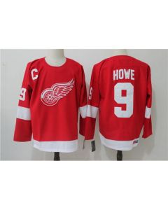 Men's Detroit Red Wings #9 Gordie Howe Red Throwback CCM Stitched NHL Jersey