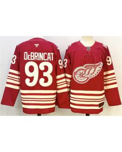 Men's Detroit Red Wings #93 Alex DeBrincat Red 2025-26 Centennial Premium Stitched Hockey Premium Jersey