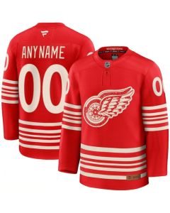 Men's Detroit Red Wings Custom Red 2025 Centennial Premium Stitched Hockey Premium Jersey