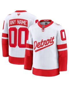 Men's Detroit Red Wings Custom White/Red 2024-25 Stitched Premium Jersey