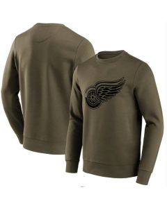 Men's Detroit Red Wings Olive Iconic Preferred Logo Graphic Crew Sweatshirt