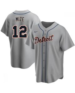 Men's Detroit Tigers #12 Casey Mize Grey Cool Base Stitched Jersey