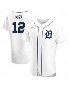 Men's Detroit Tigers #12 Casey Mize White Flex Base Stitched Jersey