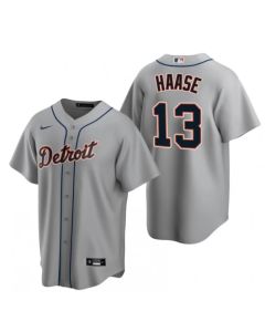 Men's Detroit Tigers #13 Eric Haase Grey Cool Base Stitched Jersey