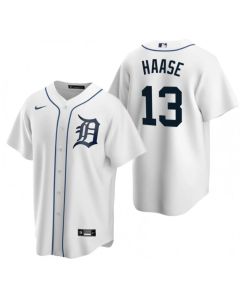 Men's Detroit Tigers #13 Eric Haase White Cool Base Stitched Jersey