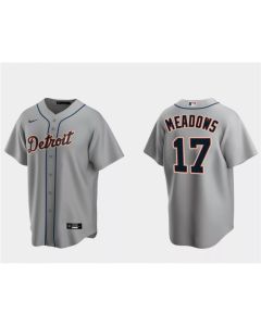 Men's Detroit Tigers #17 Austin Meadows Grey Cool Base Stitched Jersey