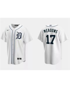 Men's Detroit Tigers #17 Austin Meadows White Cool Base Stitched Jersey