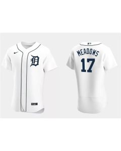 Men's Detroit Tigers #17 Austin Meadows White Flex Base Stitched Jersey