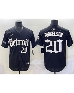 Men's Detroit Tigers #20 Spencer Torkelson Black "Motor Gothic Edition" Vapor Premier Limited Stitched Baseball Jersey
