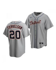 Men's Detroit Tigers #20 Spencer Torkelson Grey Cool Base Stitched Jersey