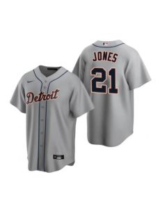 Men's Detroit Tigers #21 Jacoby Jones Grey Cool Base Stitched Jersey