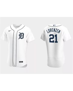 Men's Detroit Tigers #21 Michael Lorenzen White Flex Base Stitched Jersey