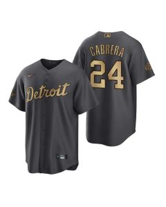 Men's Detroit Tigers #24 Miguel Cabrera 2022 All-star Charcoal Cool Base Stitched Jersey (Charcoal)