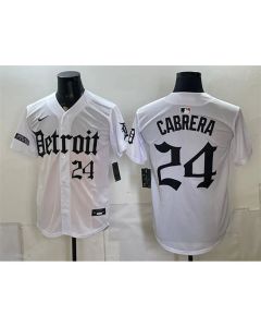 Men's Detroit Tigers #24 Miguel Cabrera 2026 White 'Motor Gothic Edition' Vapor Premier Limited Jersey
