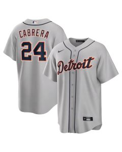 Men's Detroit Tigers #24 Miguel Cabrera Gray Road Replica Player Name Jersey (Gray)
