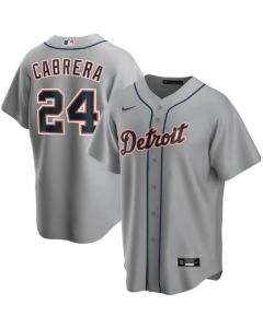 Men's Detroit Tigers #24 Miguel Cabrera Grey Cool Base Stitched Jersey