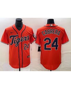 Men's Detroit Tigers #24 Miguel Cabrera Orange Cool Base Stitched Baseball Jersey