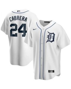 Men's Detroit Tigers #24 Miguel Cabrera White Cool Base Stitched Jersey