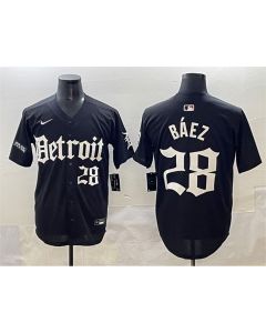 Men's Detroit Tigers #28 Javier Baez Black "Motor Gothic Edition" Vapor Premier Limited Stitched Baseball Jersey