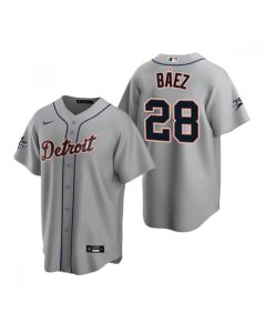 Men's Detroit Tigers #28 Javier Baez Grey 2025 MLB All-Star Game Road Replica Player Jersey (Grey)