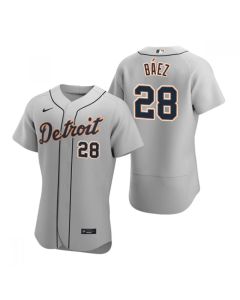 Men's Detroit Tigers #28 Javier Baez Grey Flex Base Stitched Jersey